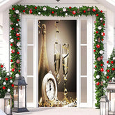 Lofaris Gold Champagne Ribbon Clock New Year Door Cover